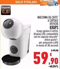 Krups - Macchina Da Caffe' A Capsule Kp2431k