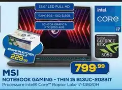 Msi - Notebook Gaming - Thin 15 B13UC-2028IT