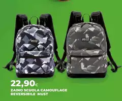 Must - Zaino Scuola Camouflage Reversibile