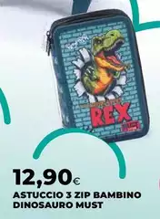 Must - Astuccio 3 Zip Bambino Dinosauro