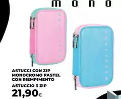 Monocromo - Astucci Con Zip  Pastel Con Riempimento Astuccio 3 Zip
