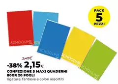 Maxi - Confezione 5  Quaderni 80 Gr 20 Fogli