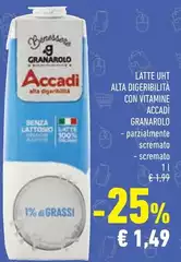 Granarolo - Latte Uht Alta Digeribilita Con Vitamine Accadi