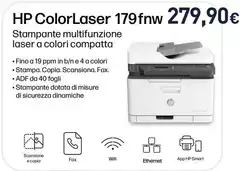 HP - Color Laser Stampante Multifunzione 179fnw, Stampa, Copia, Scansione, Fax, Scansione Verso PDF