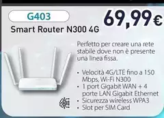D Link - G403 Router Wireless Fast Ethernet Banda Singola (2.4 GHz) 4G Bianco