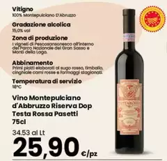 Vino Montepulciano D'Abruzzo Riserva DOP Testa Rossa Pasetti