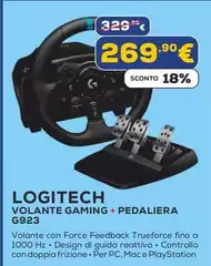 Logitech - G G923 Nero USB 2.0 Sterzo + Pedali Analogico/Digitale PC, PlayStation 4, PlayStation 5