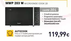 Whirlpool - Cook20 Microonde A Libera Installazione - MWP 203 W