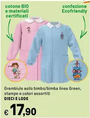 Bio - Greenbiule Asilo Bimbo/bimba Linea Green, Stampe E Colori Assortiti