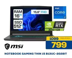 Msi - Notebook Gaming Thin 15 B13UC-20281T