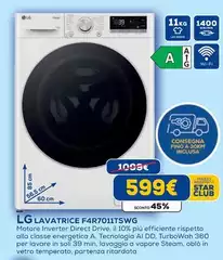 LG - F4R7011TSWG Lavatrice 11kg AI DD, Classe A, 1400 giri, Vapore