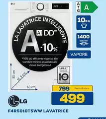 LG - F4R5010TSWW Lavatrice 10kg AI DD, Classe A-10%, 1400 giri, Vapore