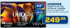 Hisense - Smart Tv 43" Led Ultra Hd-43a69n