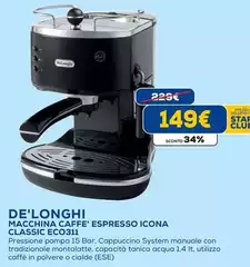 De Longhi - Macchina Caffè Espresso Icona Classic Eco31
