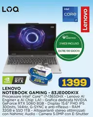 Lenovo - Notebook Gaming - 83jeoodkin