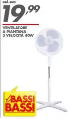 Bassi - Ventilatore A Piantana 3 Velocità