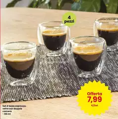 Espresso - Set 4 Tazze , Vetro Con Doppia Camera