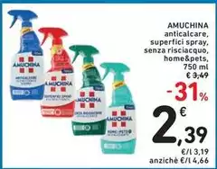 Amuchina - Anticalcare, Superfici Spray, Senza Risciacquo, Home&Pets