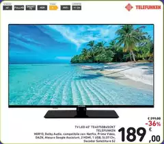 Telefunken - Tv Led 40" TEQ47SQFB451ZXT