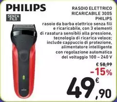 Philips - Rasoio Elettrico Ricaricabile 300S
