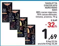 Novi - Tavoletta Cioccolato Nero Nero