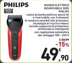 Philips - Rasoio Elettrico Ricaricabile 300S