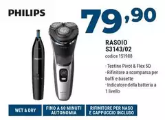 Philips - Shaver 3000 Series S3143/02 Rasoio Elettrico Wet & Dry