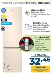 Samsung - RB38C603DEL Frigorifero Combinato EcoFlex AI Libera Installazione Con Congelatore Wifi 2m 390 L Classe D, Sabbia