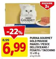 Gourmet Purina - Gold Mousse Manzo/ Pesce Dell'oceano/ Fegato/ Tacchino