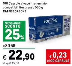 Caffe Borbone - 100 Capsule Vivace In Alluminio Compatibili Nespresso