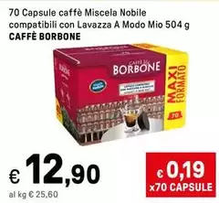 Caffe Borbone - 70 Capsule Caffè Miscela Nobile Compatibili Con Lavazza A Modo Mio