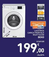 Beko - Lavatrice Carica Frontale WUX71032W