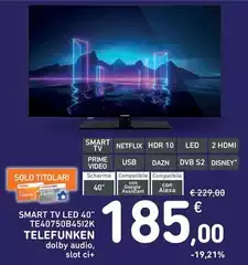 Telefunken - Smart Tv Led 40" TE40750B4512K