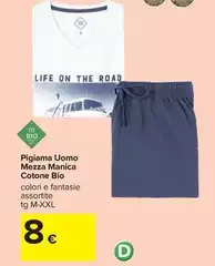 Tex - Pigiama Uomo Mezza Manica Cotone Bio