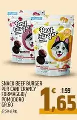Crancy - Snack Beef Burger Per Cani Formaggio/Pomodoro