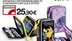 Astuccio 3 Zip Pokémon Sing It! O Astuccio 3 Zip Lilo E Stitch