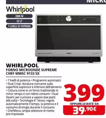 Whirlpool - Supreme Chef Microonde A Libera Installazione - MWSC 9133 SX
