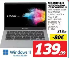 Microtech - Notebook E-Book Lite 14"Windows 11