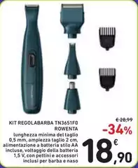 Rowenta - Kit Regolabarba Tn3651f0