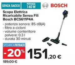 Bosch - Scopa Elettrica Ricaricabile Senza Fili BCS611P4A