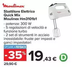 Moulinex - Sbattitore Elettrico Quick Mix HM3101B1