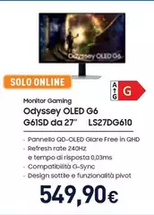 Samsung - Monitor Gaming Odyssey OLED G6 G61SD Da 27" LS27DG610