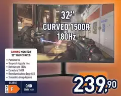 Ioplee - Gaming Monitor 32" Qhd Curved