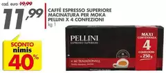 Pellini - Caffè Espresso Superiore Macinatura Per Moka X 4 Confezioni