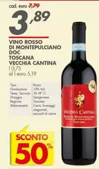 Vecchia cantina - Vino Rosso Di Montepulciano DOC Toscana