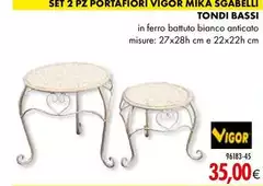 Vigor - Set 2 Pz Portafiori Mika Sgabelli