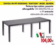 Tavoli In PP Disegno "Rattan" Mod. Queen