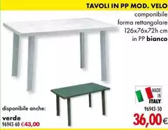 Tavoli In Pp Mod. Velo