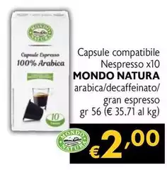 Mondo natura - Capsule Compatibile Nespresso