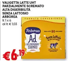 Arborea - Valigetta Latte UHT Parzialmente Scremato Alta Digeribilità Senza Lattosio